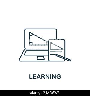 Learning icon. Monochrome simple Brain Process icon for templates, web design and infographics Stock Vector