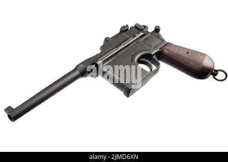 German WWI era pistol model 1896 isolated on white background. Stock Photo