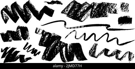 Wide charcoal vector strokes and curly lines. Stock Vector