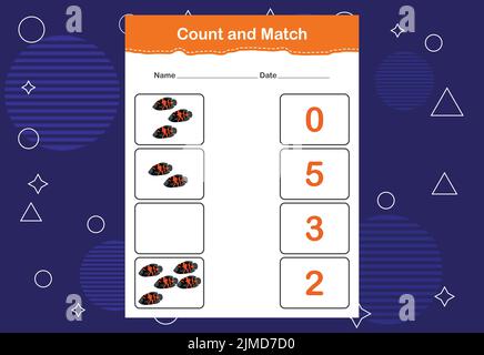 Count and match with the correct number. Matching education game. Count ...