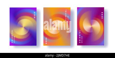 Set of posters with spiral rainbow twist, colorful leaflet templates Stock Vector
