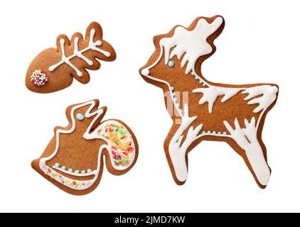 Gingerbread Cookies Isolated On White Background Stock Photo