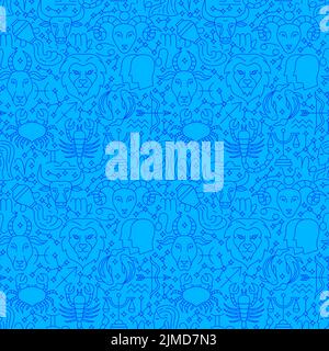 Zodiac Line Seamless Pattern Stock Vector