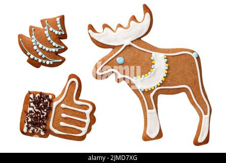 Gingerbread Cookies Isolated On White Background Stock Photo