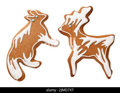 Gingerbread Cookies Isolated On White Background Stock Photo