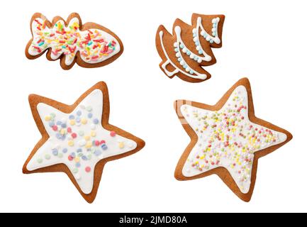 Gingerbread Cookies Isolated On White Background Stock Photo