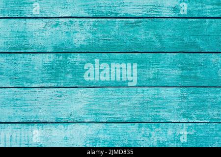 Turquoise shabby painted plank wall for background Stock Photo