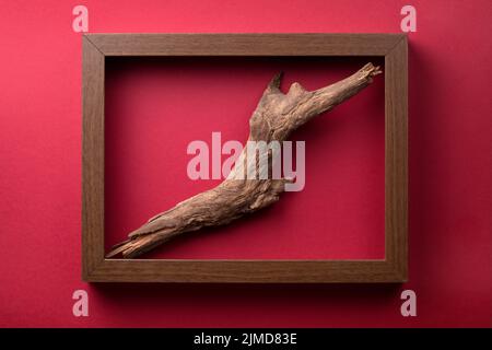 Minimal Composition With Wooden Frame Stock Photo