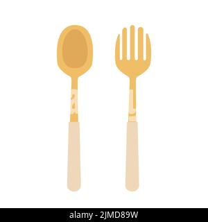 Zero waste kitchen utensils. Eco friendly cutlery, wooden products vector illustration Stock Vector