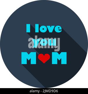 Mother's Day Icon. Flat Circle Stencil Design With Long Shadow. Vector Illustration. Stock Vector