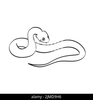 snake illustration vector hand drawn isolated on white background line art. Stock Vector