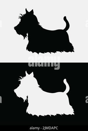 Black and white logo with scottish terrier. Stock Vector
