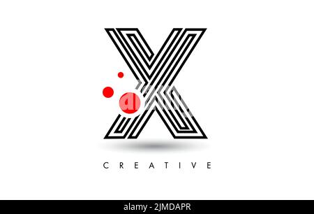 Lines X Letter Logo Letter made of Lines. Monogram Style Letter Icon Vector Illustration Stock Vector