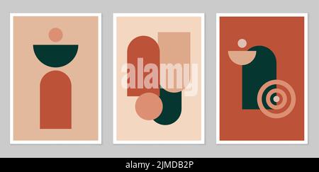 A hand-drawn abstract set of figures, in the boho style with a color form. Stock Vector