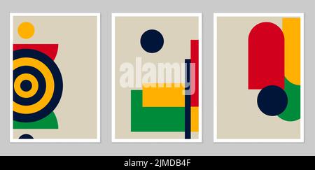 Mid-century wall decor, vector art print. Composition of simple figures. Stock Vector