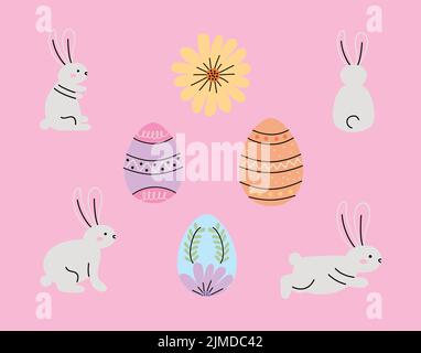 eight easter day set icons Stock Vector