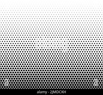 Geometric pattern of black hexagons on a white background.Seamless in one direction.Option with a long fade out. Stock Vector