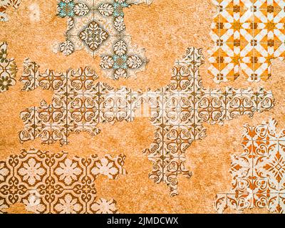 Eastern Pattern in Decorative Style With Geometric Tiled Ornaments. Arabian Ethnic Mosaic Texture on the Wall Stock Photo