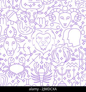 Horoscope Line Seamless Pattern Stock Vector