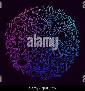 Zodiac Icon Circle Concept Stock Vector