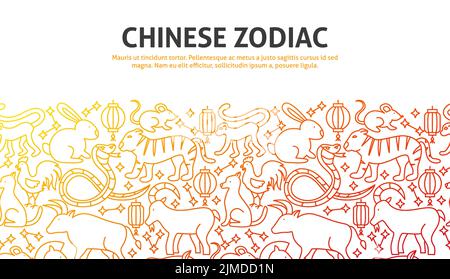 Chinese Zodiac Outline Concept Stock Vector