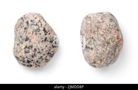 Two Colorful Pebble Stones Isolated Over White Stock Photo