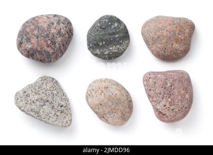 Collection Of Various Stones Isolated On White Stock Photo