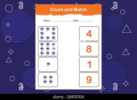 Count and match with the correct number. Matching education game. Count ...