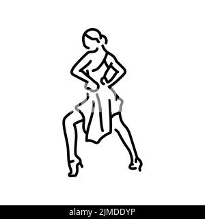 Woman dancing salsa color line icon. Latin dance. Pictogram for web page, mobile app, promo. Stock Vector