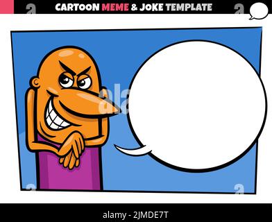 cartoon illustration of meme template with empty comic speech balloon and comic mischievous dude Stock Vector