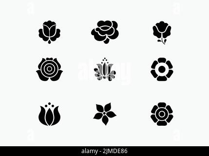 A simple illustration of flower ideas in two different ways- black and white. Stock Vector
