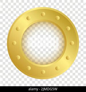 golden porthole marine ship isolated on transparent background Stock Vector