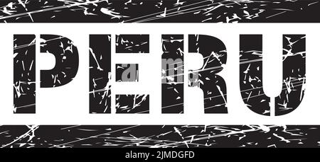 A vector illustration of the black text "Peru" on the white background Stock Vector