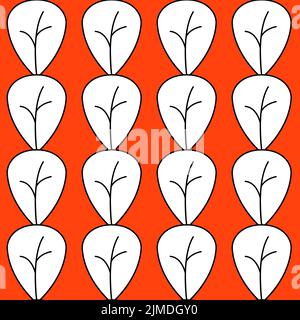 Orange red white autumn tree leaf seamless pattern for design vector forest illustration Stock Vector