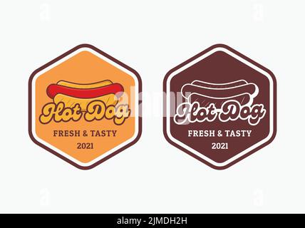 A vector of two different variants for a logo that can be used for a hot dog cafe or parlor Stock Vector