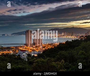 Night view of Nha Trang city, Vietnam Stock Photo