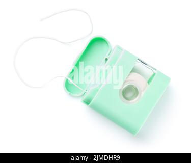 Dental Floss In Green Box Isolated Stock Photo