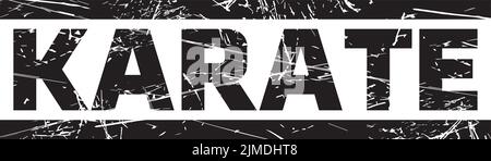 A text "KARATE" between two black lines against the gray background Stock Vector