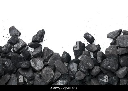 Black Coal Isolated On White Background Stock Photo