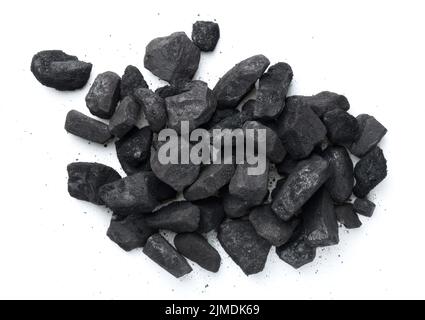 Heap Of Coal Isolated On White Background Stock Photo