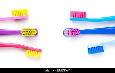 New Toothbrushes Isolated On White Background Stock Photo