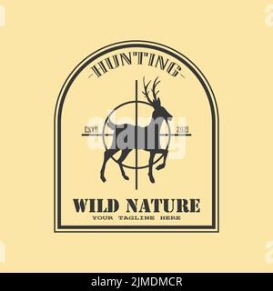 vintage logo hunting. wild nature. for logos, icons, templates, labels, brands and so on Stock Vector