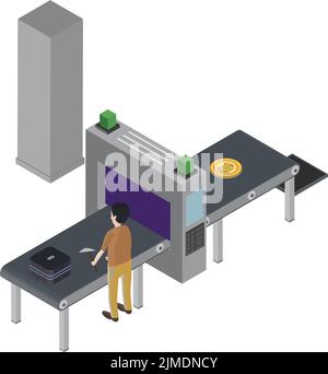Crypto Miner - Isometric view of a man successfully mining bitcoin Stock Vector