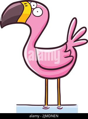A vector illustration of a pink confused flaming in a lake on a white background Stock Vector