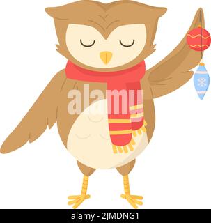 Cute owl decorating christmas tree card Stock Vector Image & Art - Alamy