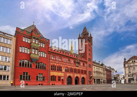 Basel Switzerland, city skyline at Basel Town Hall Stock Photo