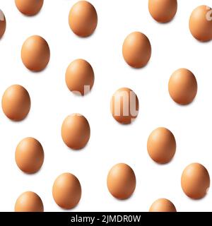 Seamless texture made of eggs on white background. Minimal food pattern Stock Photo