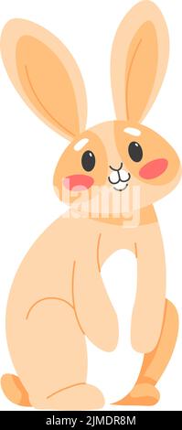 Bunny animal with long ears, hare or rabbit mammal Stock Vector