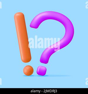 3d Question and Exclamation Marks Stock Vector