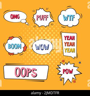 Set of comic speech bubbles. Stock Vector